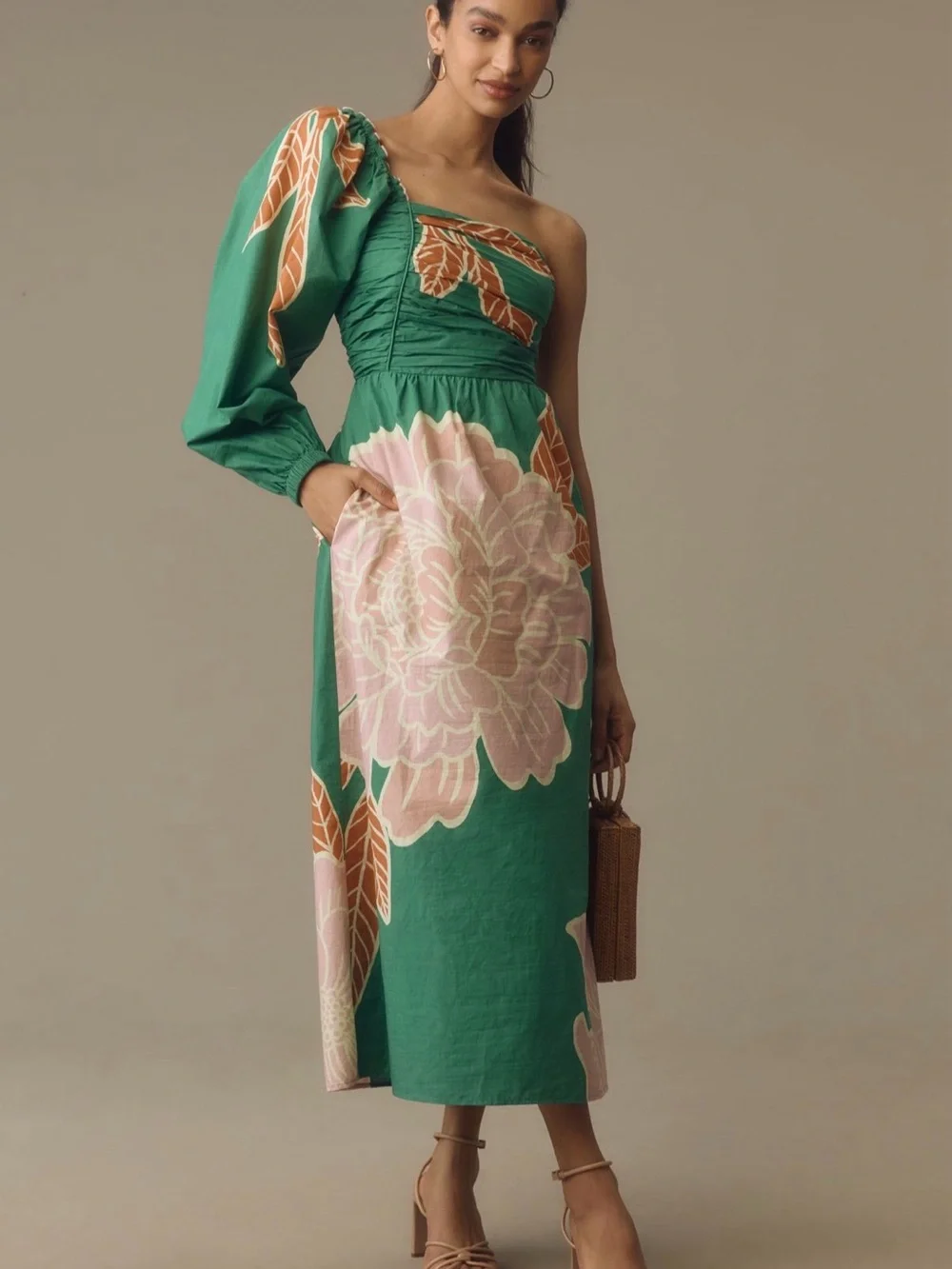 FARM Rio Green One-Shoulder Floral & Leaf Print Dress - Picture 3 of 9
